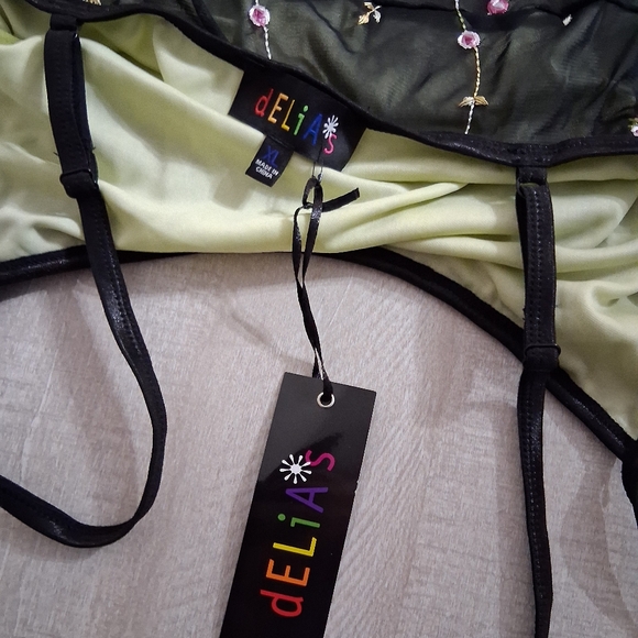 NWT Dolls Kill Delias A Day In My Life XL Green Floral Ruched Mini Dress!! - Picture 9 of 10